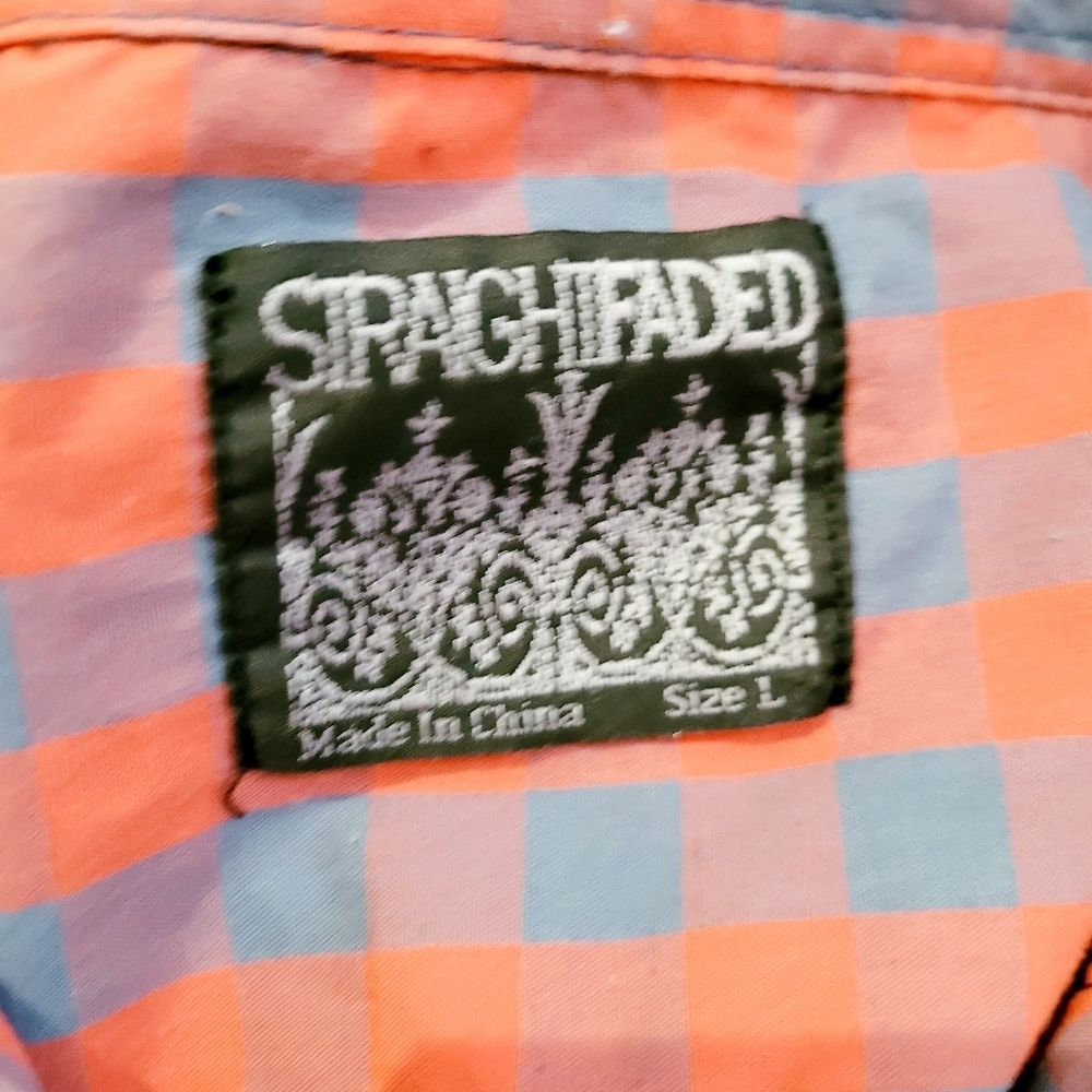 Straight Faded Men's Short Sleeve Plaid cotton Shirt - Size Large - Picture 5 of 8